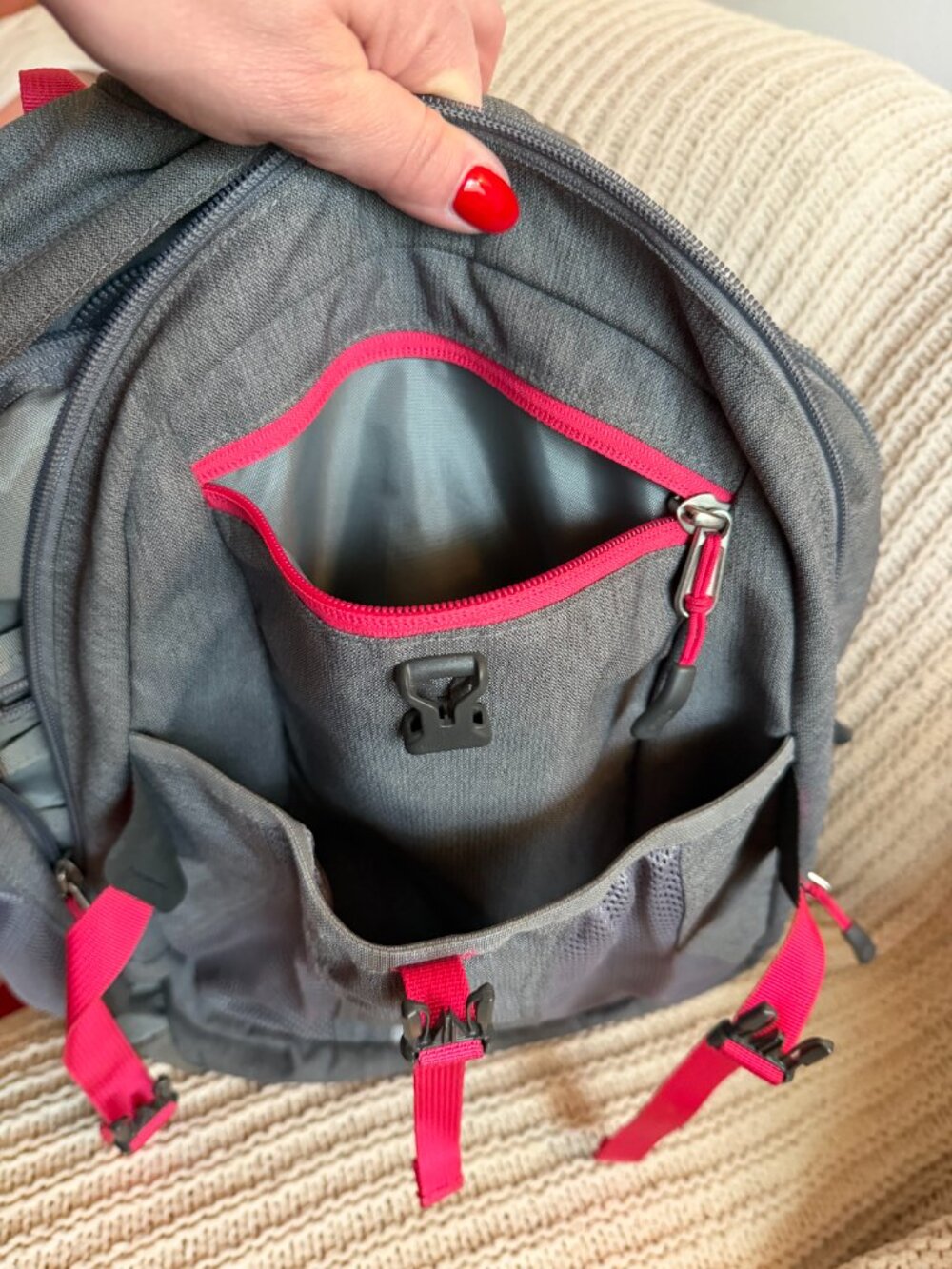 The North Face Recon Backpack Gray Pink Laptop School Travel Hiking Book Bag - Picture 4 of 10